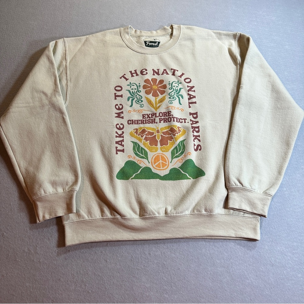 The Lincoln Forest National‎ Parks Crewneck Sweatshirt Womens M Tan Pullover